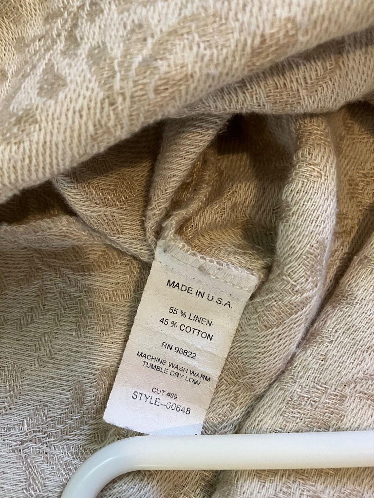 Vintage Julia B. Size M Linen Blend Brocade Shift Dress Cream Tan Made In Usa — image 5 of 6